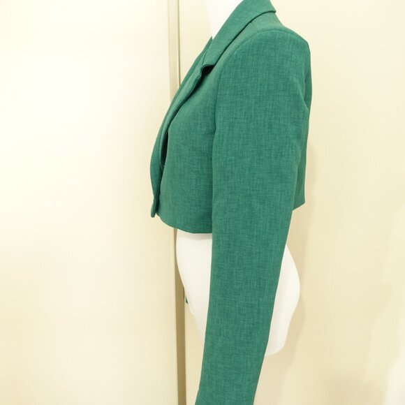 New Collection Green Cropped Blazer Size S Made in Italy - Picture 2 of 3